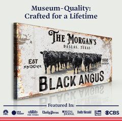Personalized Black Angus Cattle Sign II
