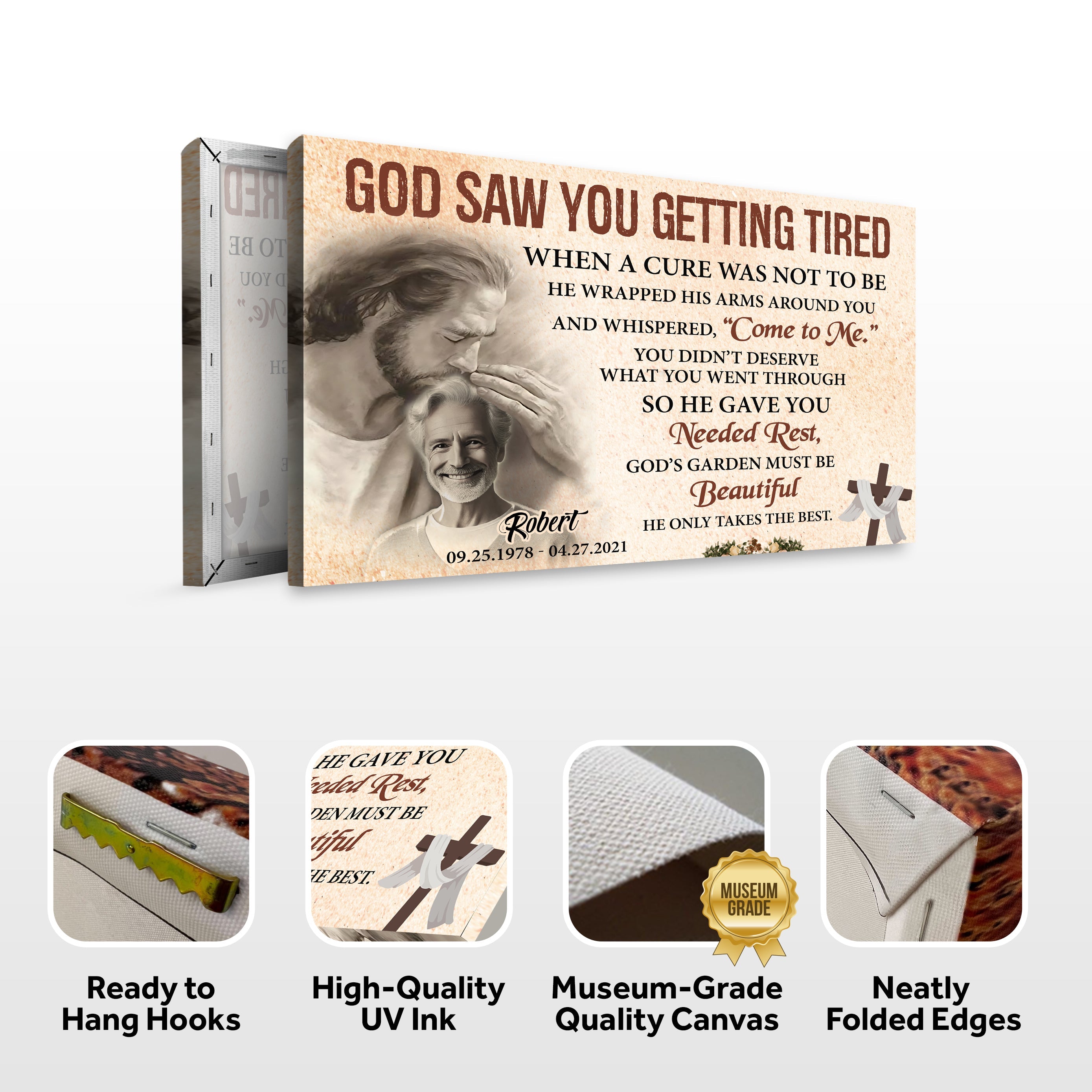 Personalized God Saw You Getting Tired Memorial Sign III