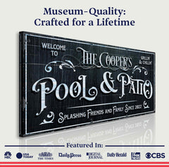 Personalized Pool Sign Black and White