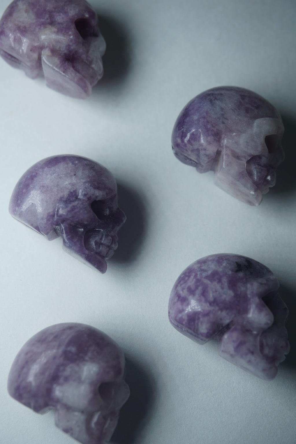 lepidolite crystal skull