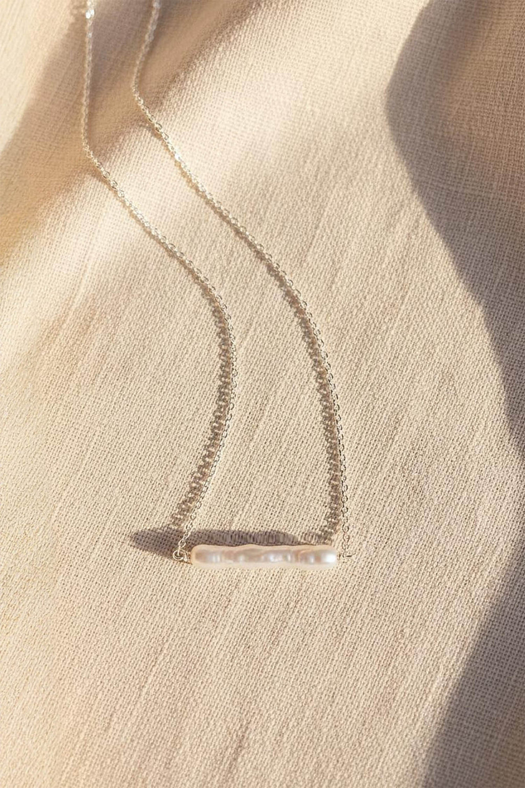 Maris Pearl Bar Necklace Sterling Silver