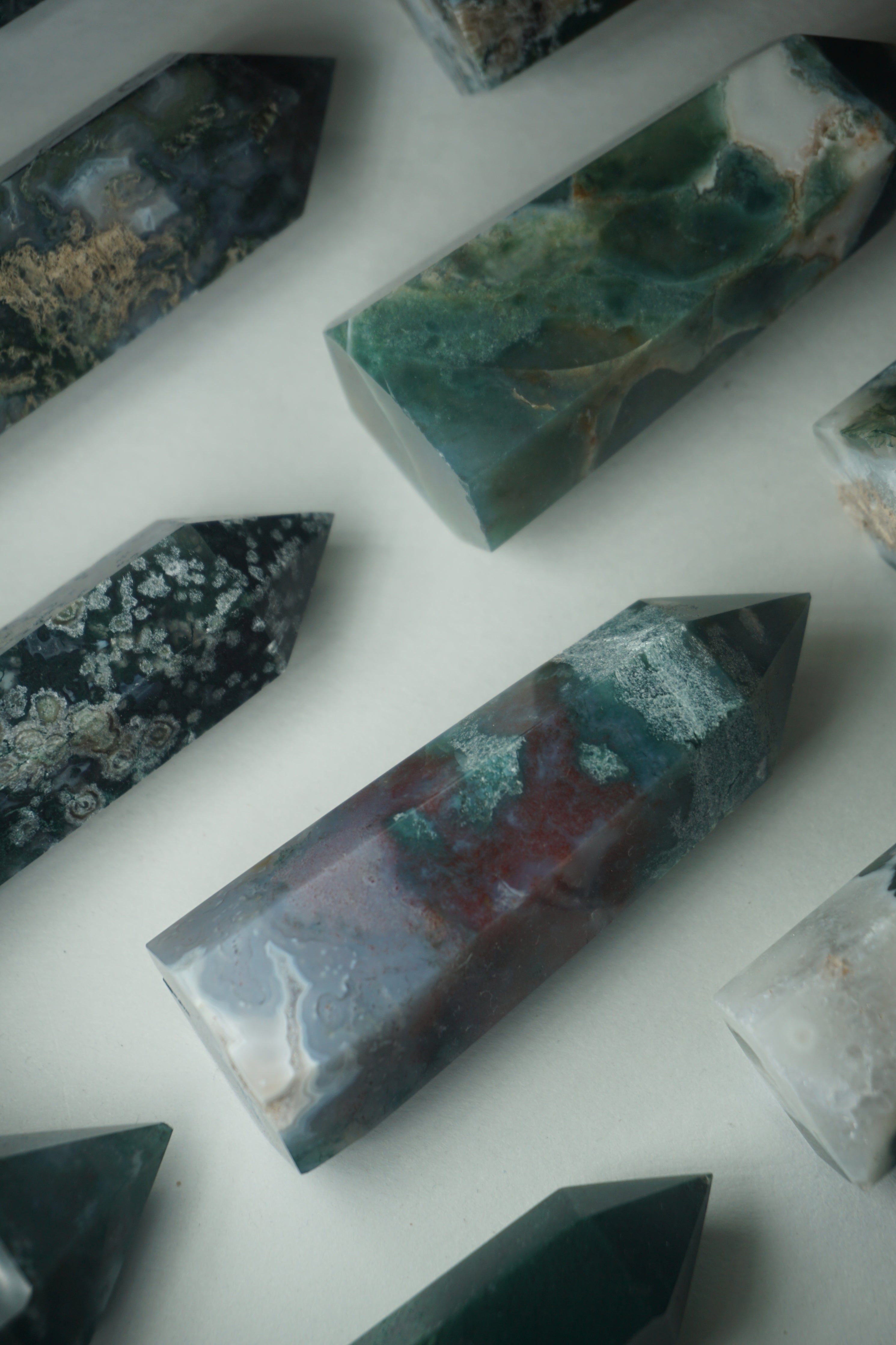 moss agate crystal tower