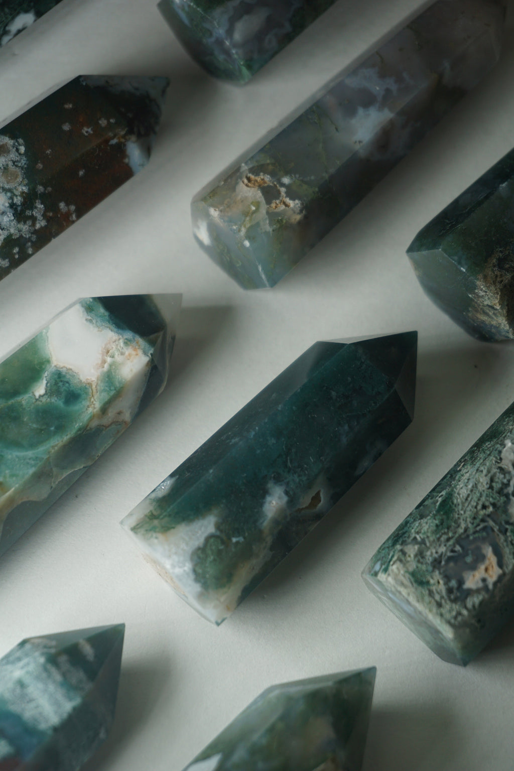 moss agate crystal tower