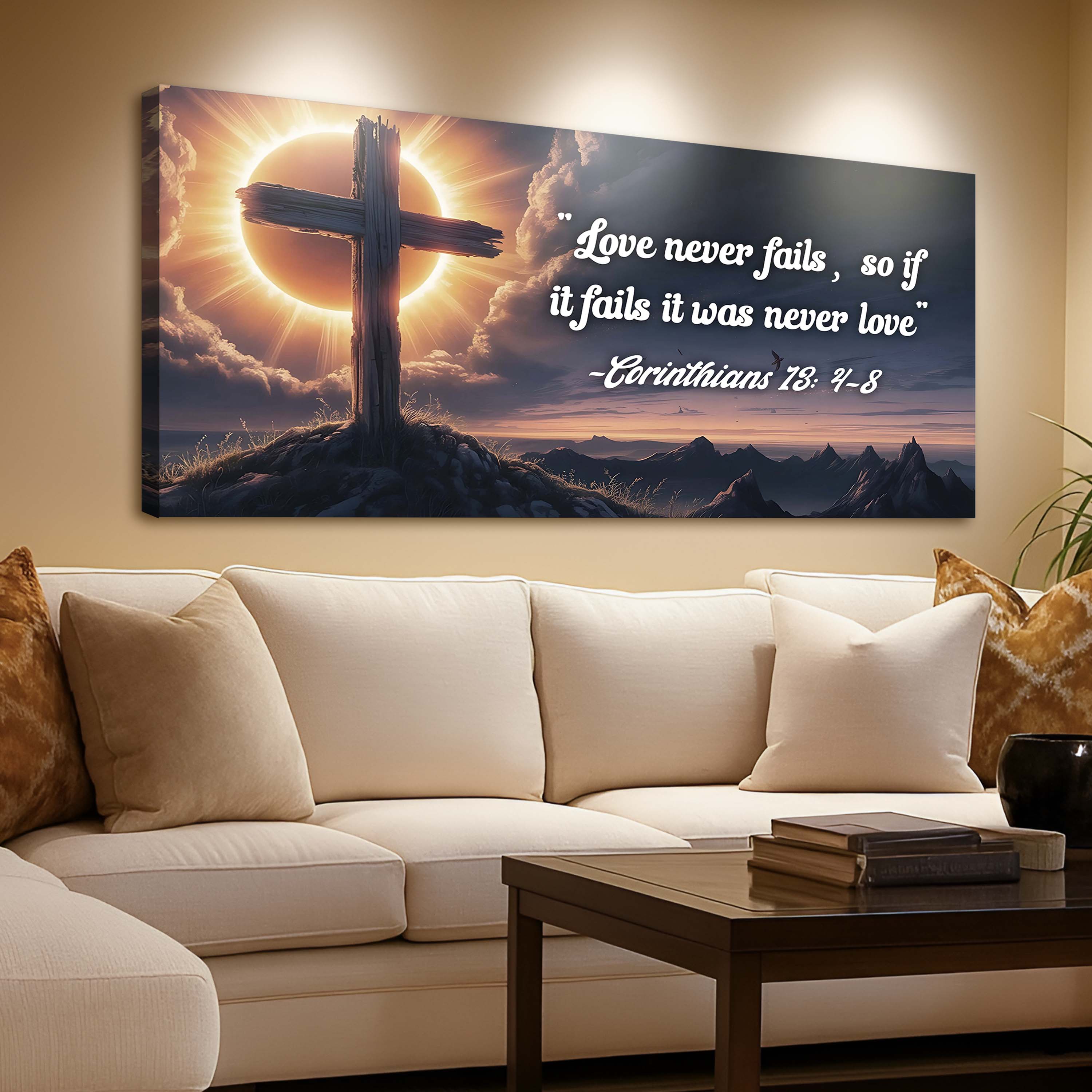 Corinthians 13:4-8 - Love Never Fails Faith Sign