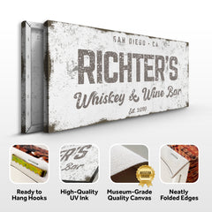 Personalized Whiskey and Wine Bar Sign: Custom Bar Signs for Home Bar – Perfect Man Cave Wall Decor & Ideal Gift for Wine Lovers