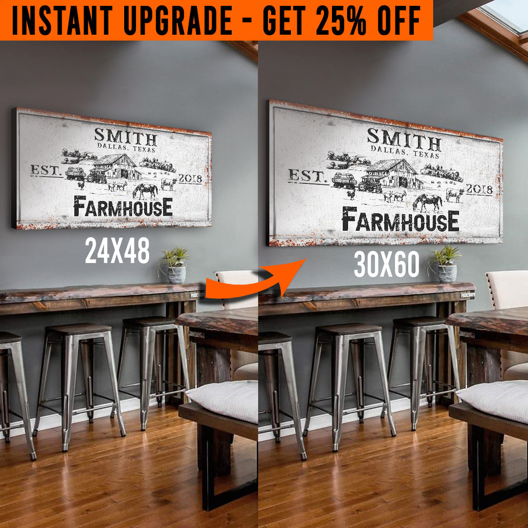 Upgrade Your 48x24 Inches 'Farmhouse' (Style 2) Canvas To 60x30 Inches