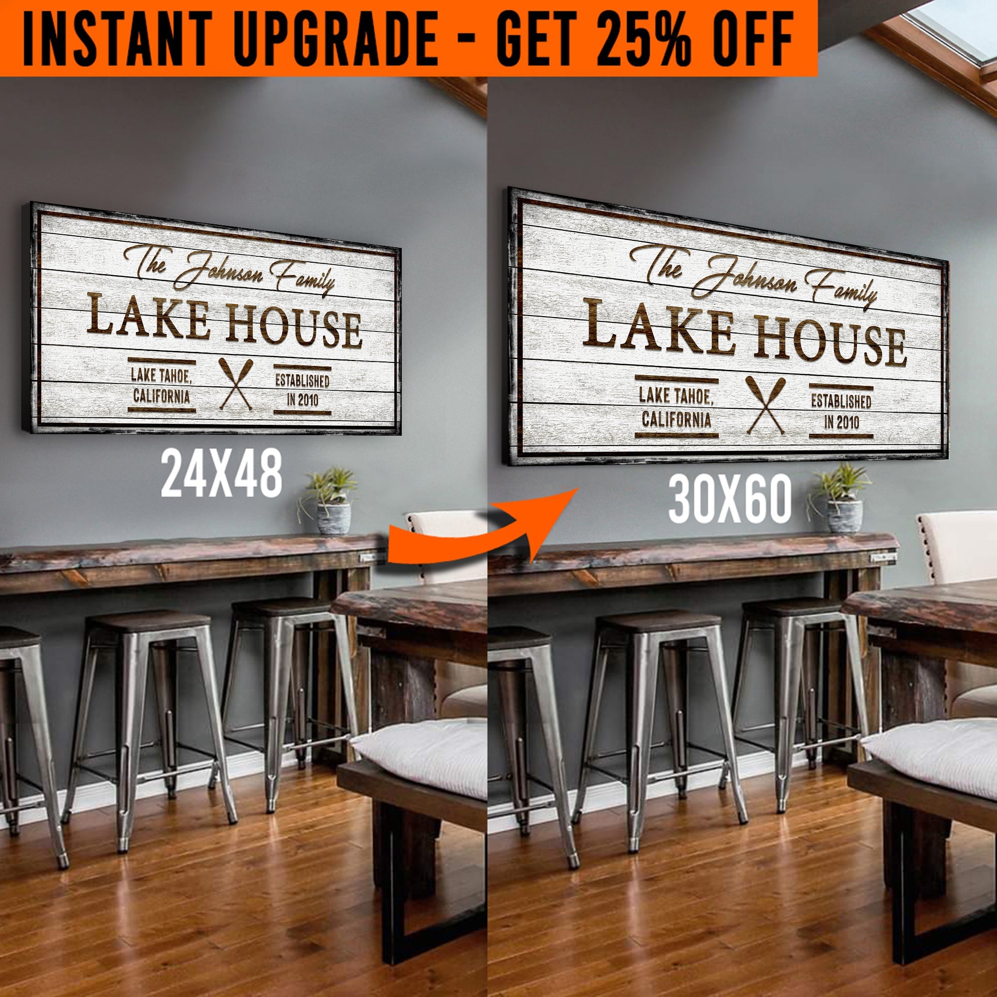 Upgrade Your 24x48 Inches 'Family Lake House' (Style 1) Canvas To 60x30 Inches