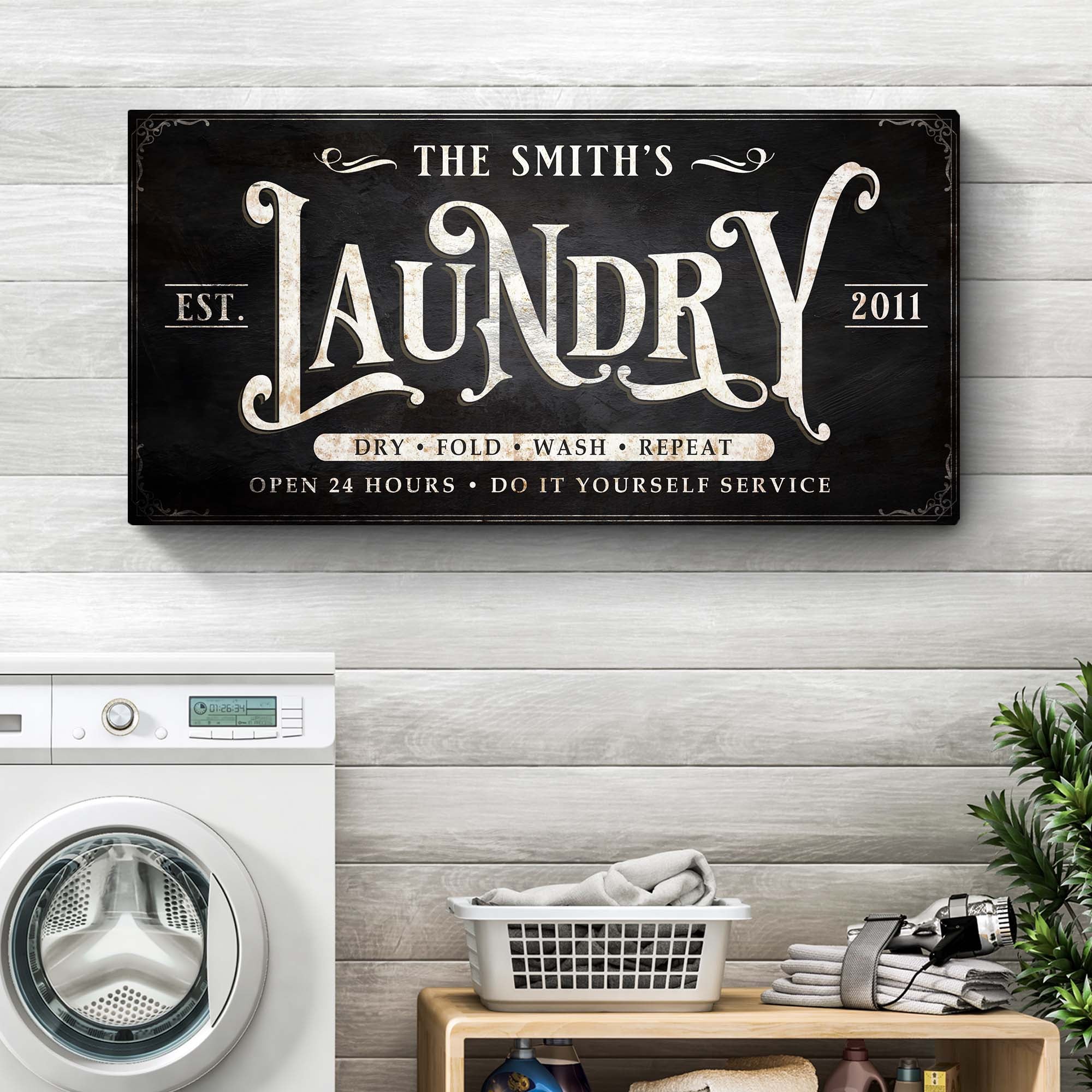 Laundry Room Sign | Farmhouse Laundry Sign | Personalized Laundry Room Decor | Vintage Laundry Room Decor | Wash Dry Fold Laundry Sign