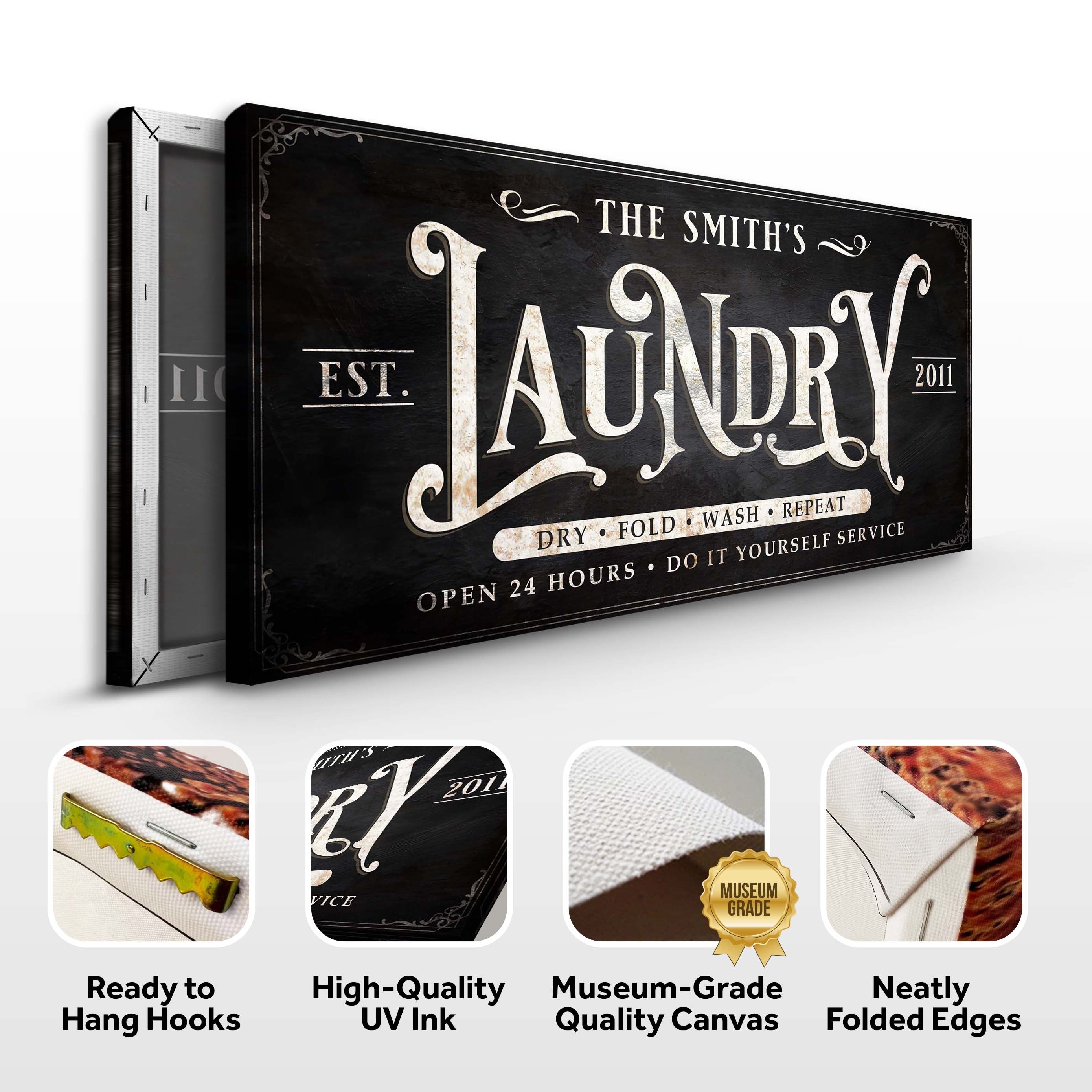 Laundry Room Sign | Farmhouse Laundry Sign | Personalized Laundry Room Decor | Vintage Laundry Room Decor | Wash Dry Fold Laundry Sign