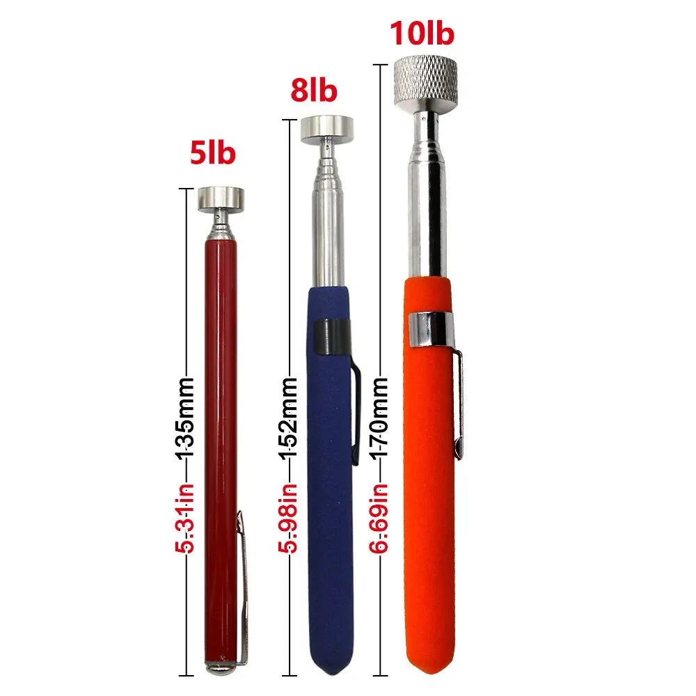 3-Pack Magnetic Retractable Pickup Tools - Telescopic Magnetic Pen Grabbers, 5/8/10 lb (2.3/3.6/4.5 kg), Extendable 5.3–28.7 in (135–730 mm)