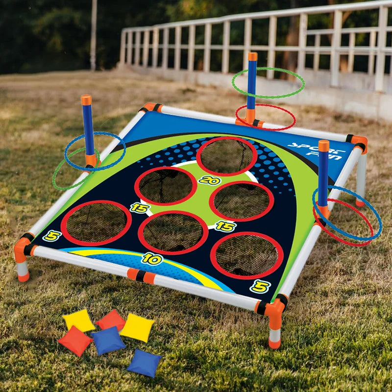 Portable Cornhole Toss Board Set – Easy Assemble Outdoor Yard Game for Kids & Adults 27.9 x 27.9 x 18.3 in (71 x 71 x 46.5 cm)