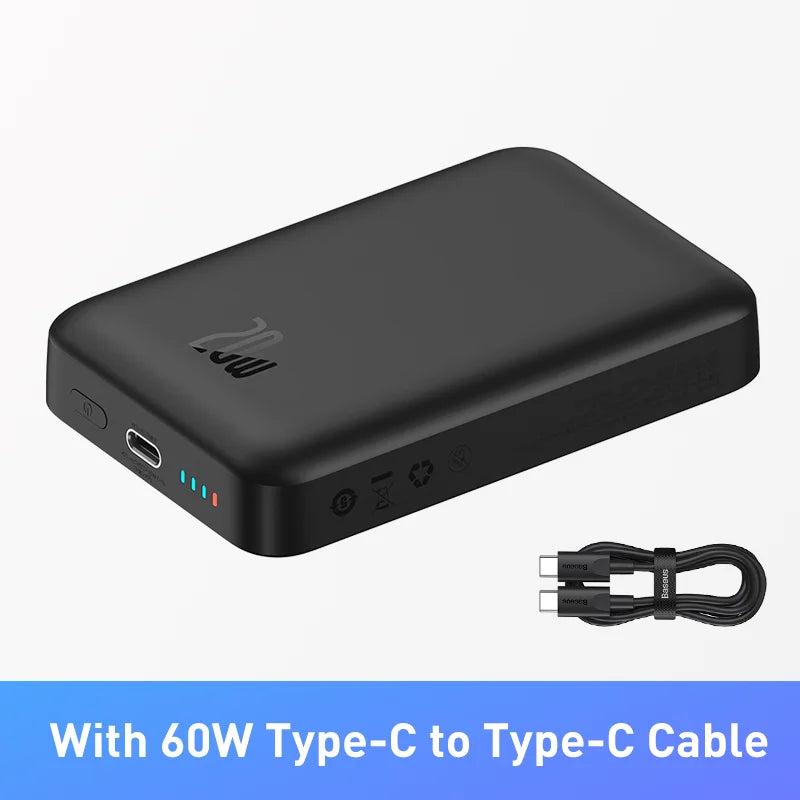10000mAh Magnetic Mini Power Bank — 15W Wireless & 20W USB-C Fast Charge, Auto-Wake MagSafe-Compatible Portable Charger