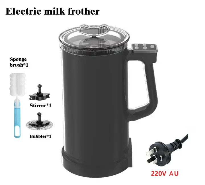 110V/220V Milk Frother 4-in-1 Home Coffee Latte Maker Hot Cold Beverages  Dual Function Stainless Steel Electric Milk Frother
