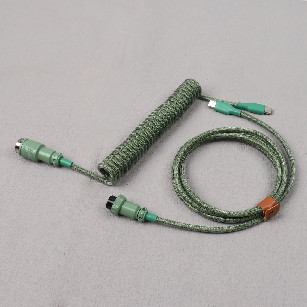 【LANO】Coiled Cable Braided Double-Sleeved Mechanical Keyboard detachable connector use Type-C to C Cable for Mechanical Keyboard