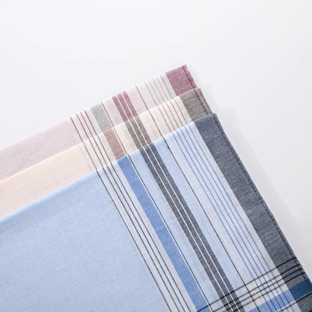 10–18 Pack Retro Cotton Handkerchiefs for Men & Elders — 14.9 in (38 cm) Striped Square Handkerchiefs, Assorted Colors