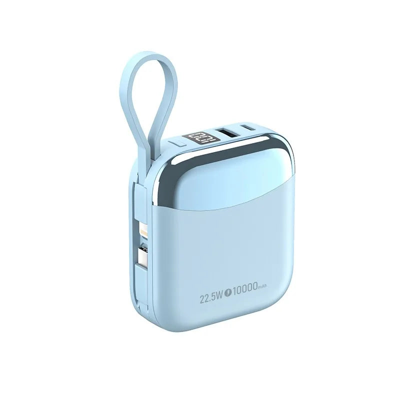10000mAh 65W Portable Power Bank with Built-in Cables – Fast Charging USB-C External Battery