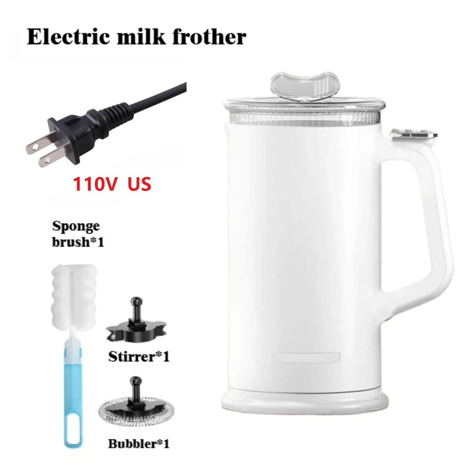 110V/220V Milk Frother 4-in-1 Home Coffee Latte Maker Hot Cold Beverages  Dual Function Stainless Steel Electric Milk Frother