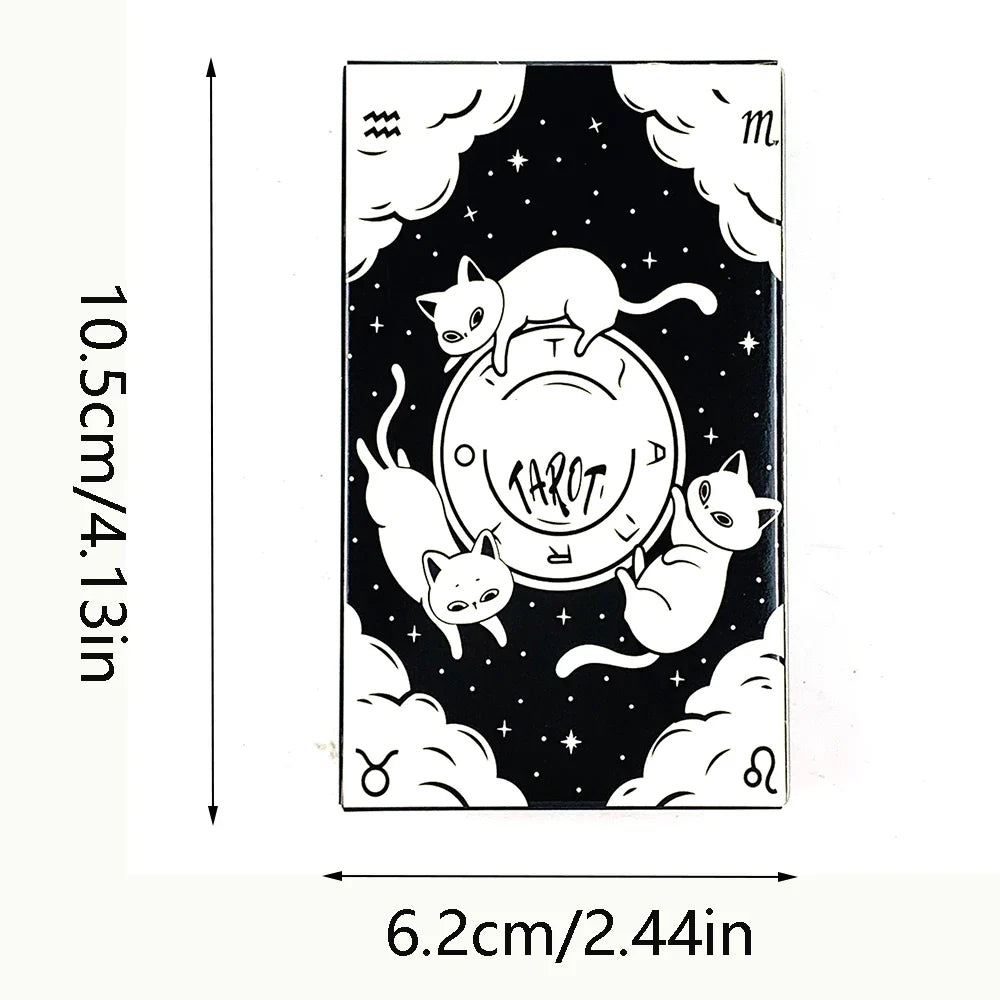 Cute Cat Tarot Deck 78-Card Oracle & Divination Cards with English Guidebook, Family Party Playing Cards