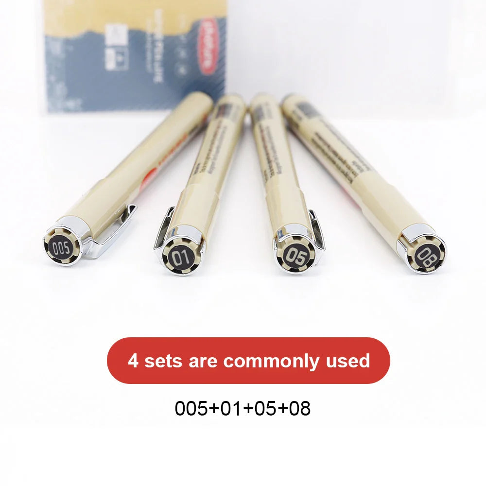 12-Pack Pigment Liner Ink Pens — Needle & Hook Tip Fineliners for Manga Drawing, Sketching & Illustration