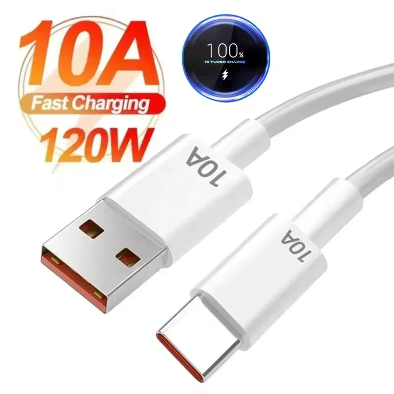 10A USB A Fast Charging Phone Cable USB to Type-C High Power Data Cord Quick Charge Wire for iPhone Xiaomi Samsung Huawei Phone