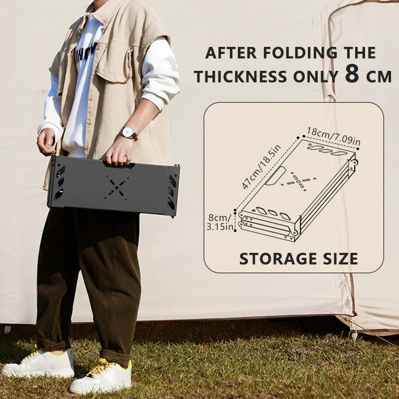 Outdoor Folding Camping Table - Lightweight Aluminum Portable Picnic & Tactical Liftable Table for Hiking, BBQ, Travel