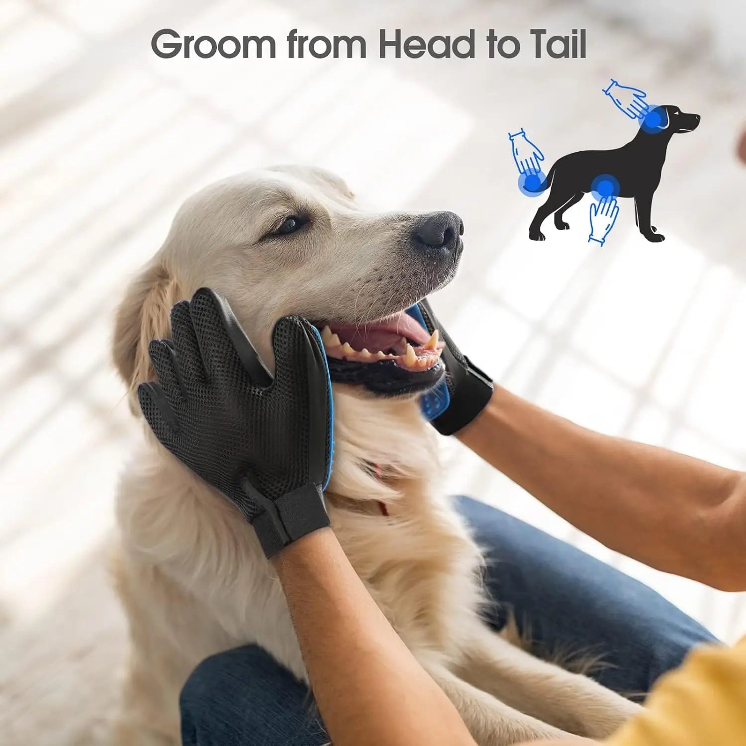 2-Pack Pet Grooming Gloves for Dogs & Cats - Deshedding Hair Remover & Massage Brush (Left & Right)
