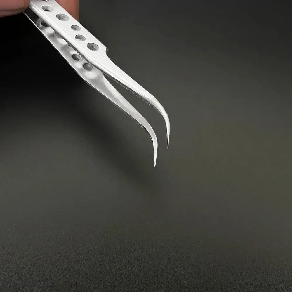 Anti-Static Precision Stainless Steel Tweezers Set - Curved & Straight Tips for Electronics & Phone Repair