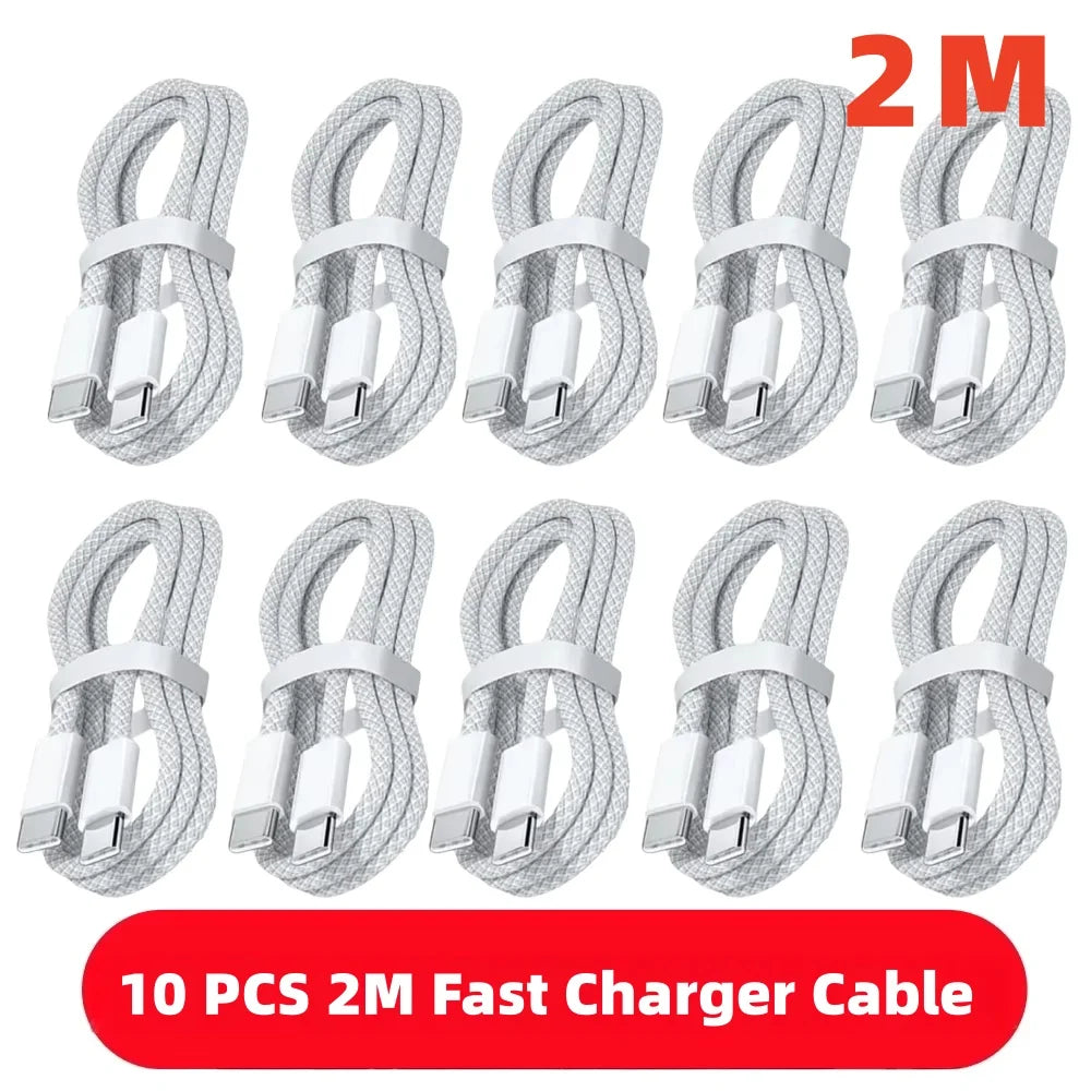 1-10PCS USB C Cable to USB C 100W Fast Charging Charger Cable Supports Fast Charging For iPhone 16 17 Samsung Xiaomi Huawei etc