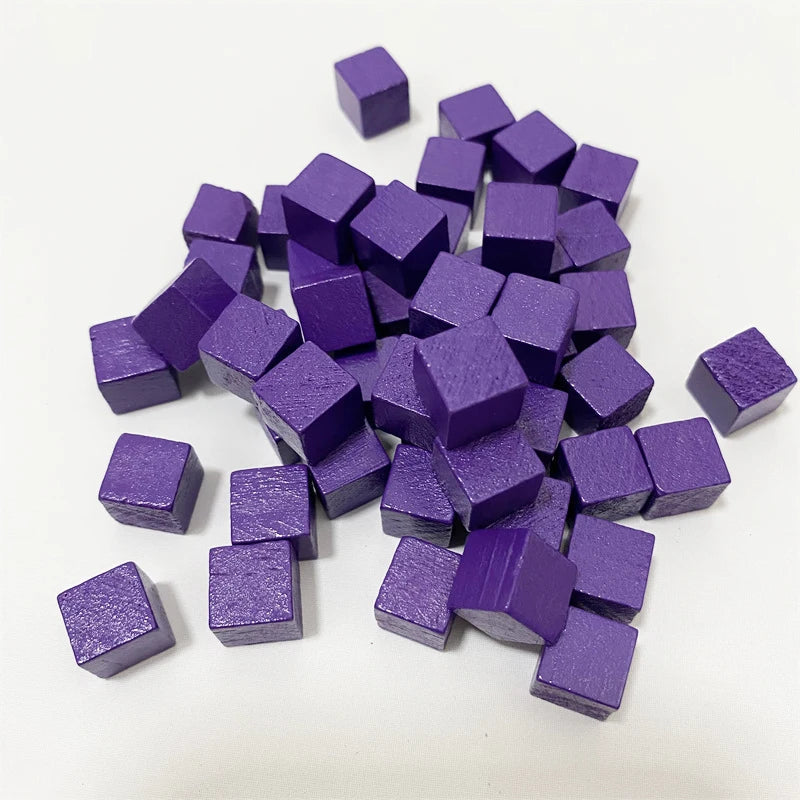 100-Pack 10mm (0.39 in) Colorful Wooden Cubes - Dice Tokens for Crafts, Board Games & Early Education