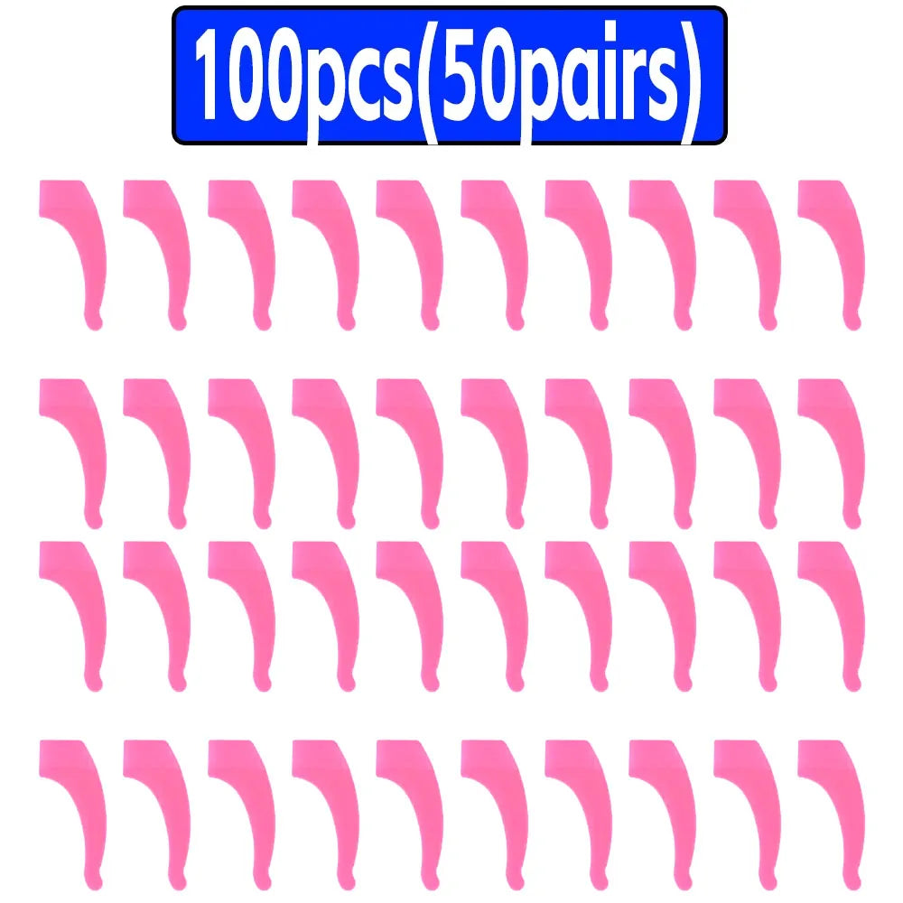 100-Pack Silicone Anti-Slip Eyeglass Ear Hooks Temple Tips – 33 x 10 mm (1.3 x 0.39 in)