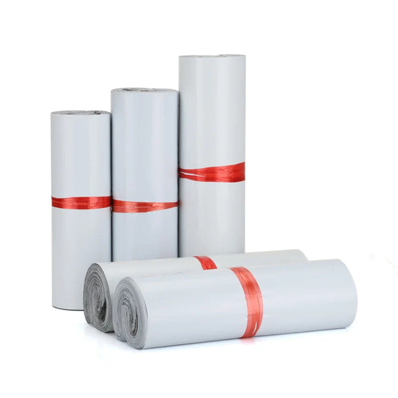 50-Pack White Self-Adhesive Poly Mailers 10 x 13 in (25 x 35 cm) Tear-Resistant Shipping Bags
