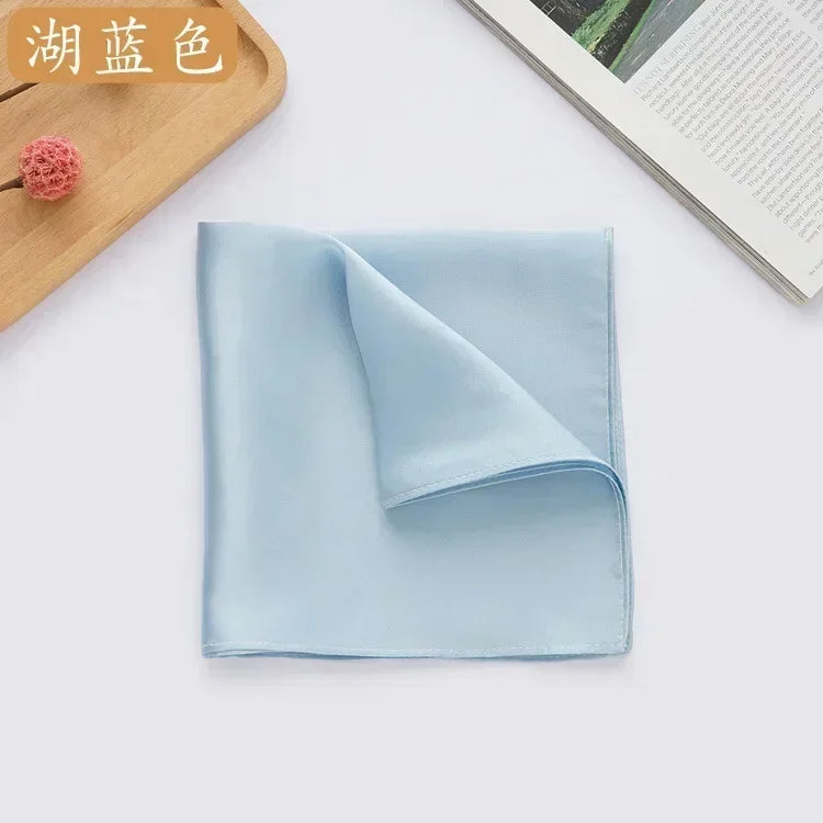 100% Mulberry Silk Men's Pocket Square 35cm (13.8in) Solid Tatting Handkerchief