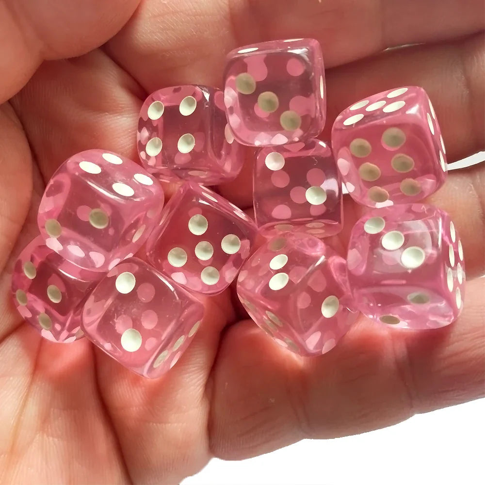 10-Pack 14mm (0.55 in) Transparent Acrylic Dice Rounded Corner Multi-Color Game Dice