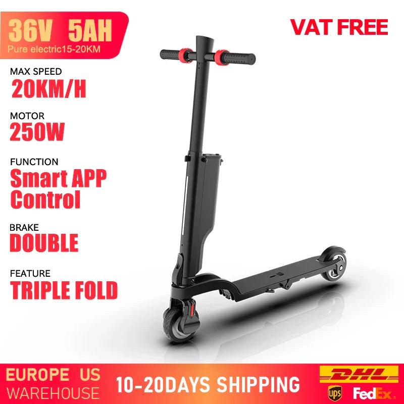 Foldable Electric Scooter for Adults — 350W Motor, 36V 7.5Ah Removable Battery, Smart App Control, 25 km/h (15.5 mph)