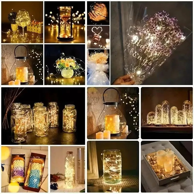10-Pack Battery Powered LED String Lights, Multicolor Fairy Garland for Wedding Party Indoor & Outdoor Decor