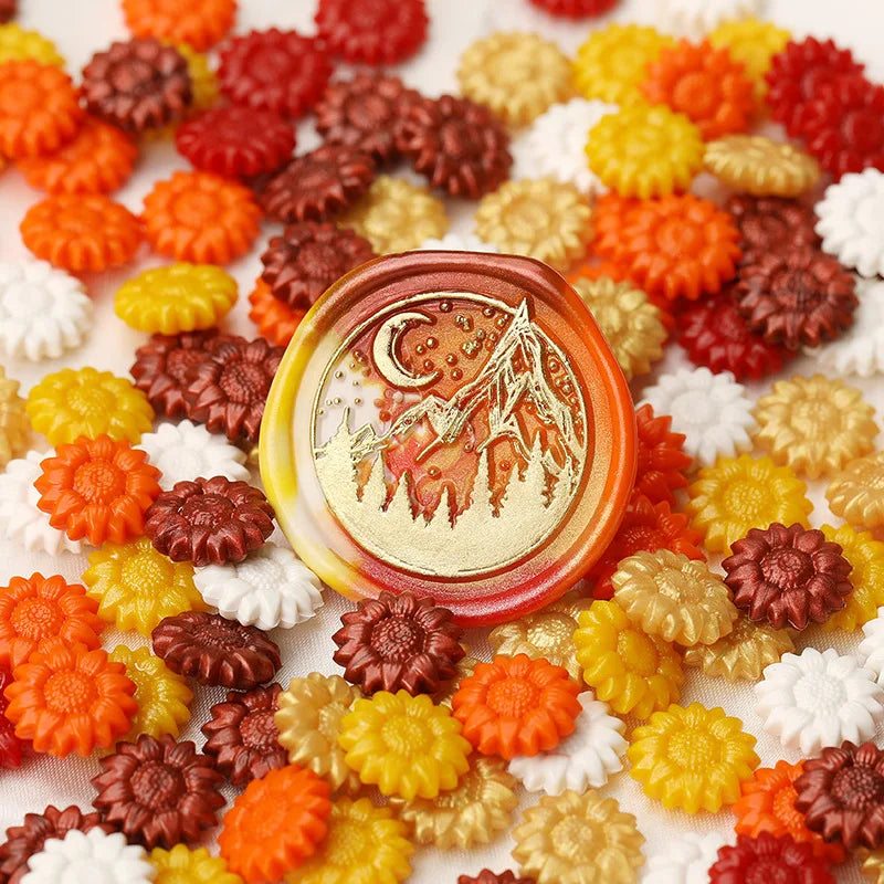 100-Piece Translucent Sunflower Sealing Wax Beads — 1.16 cm (0.46 in) DIY Envelope Seals for Invitations, Cards & Scrapbooking