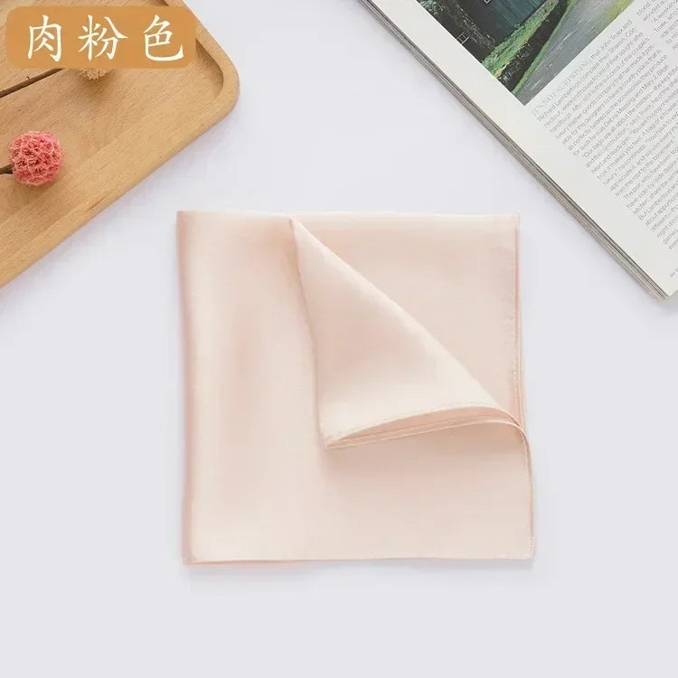 100% Mulberry Silk Men's Pocket Square 35cm (13.8in) Solid Tatting Handkerchief