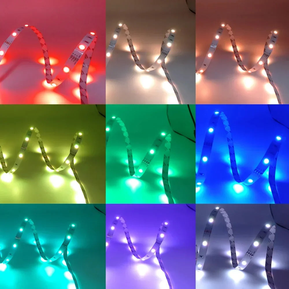 USB 5V 5050 SMD RGB LED Strip Light - Bluetooth & WiFi App with Remote, Backlight Tape (1m–30m / 3.3–98.4 ft)