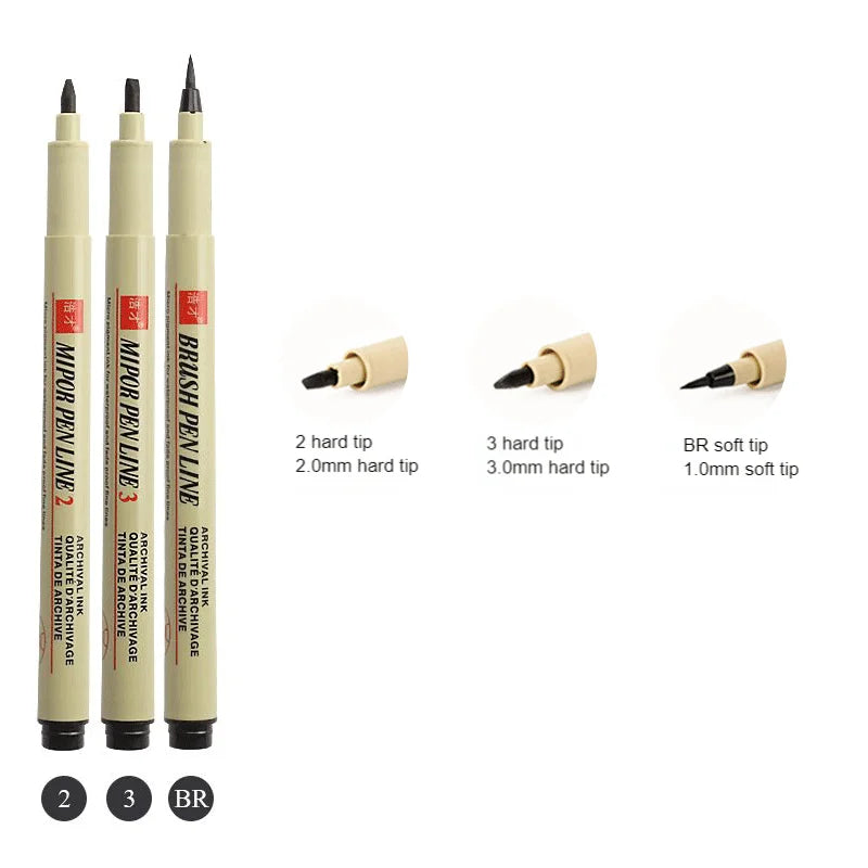 12-Pack Pigment Liner Ink Pens — Needle & Hook Tip Fineliners for Manga Drawing, Sketching & Illustration