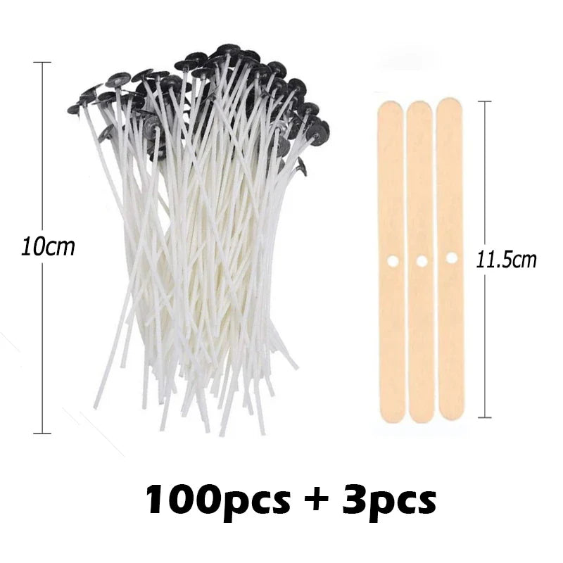 103-Piece Smokeless Candle Wicks Set – Soy Wax Core & Woven Cotton for Candle Making, Oil Lamps & Wax Crafts