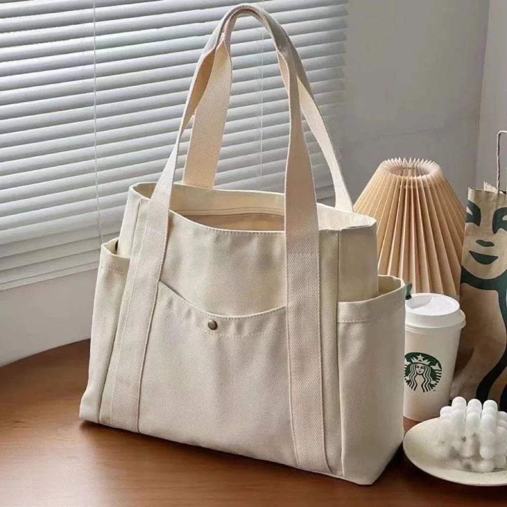 Large Canvas Tote Bag – Fits 15.6-Inch (39.6 cm) Laptop, Zipper Shoulder Bag for Work, College & Shopping