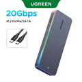 20Gbps M.2 NVMe/SATA SSD Enclosure USB-C — USB 3.2 Gen2x2 with RGB