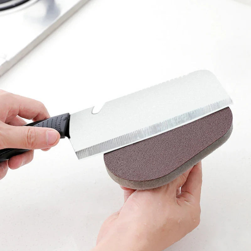 Nano Emery Sponge Cleaning Brush with Handle – Multi-Purpose Kitchen & Bath Eraser for Rust, Stains & Knife Sharpening