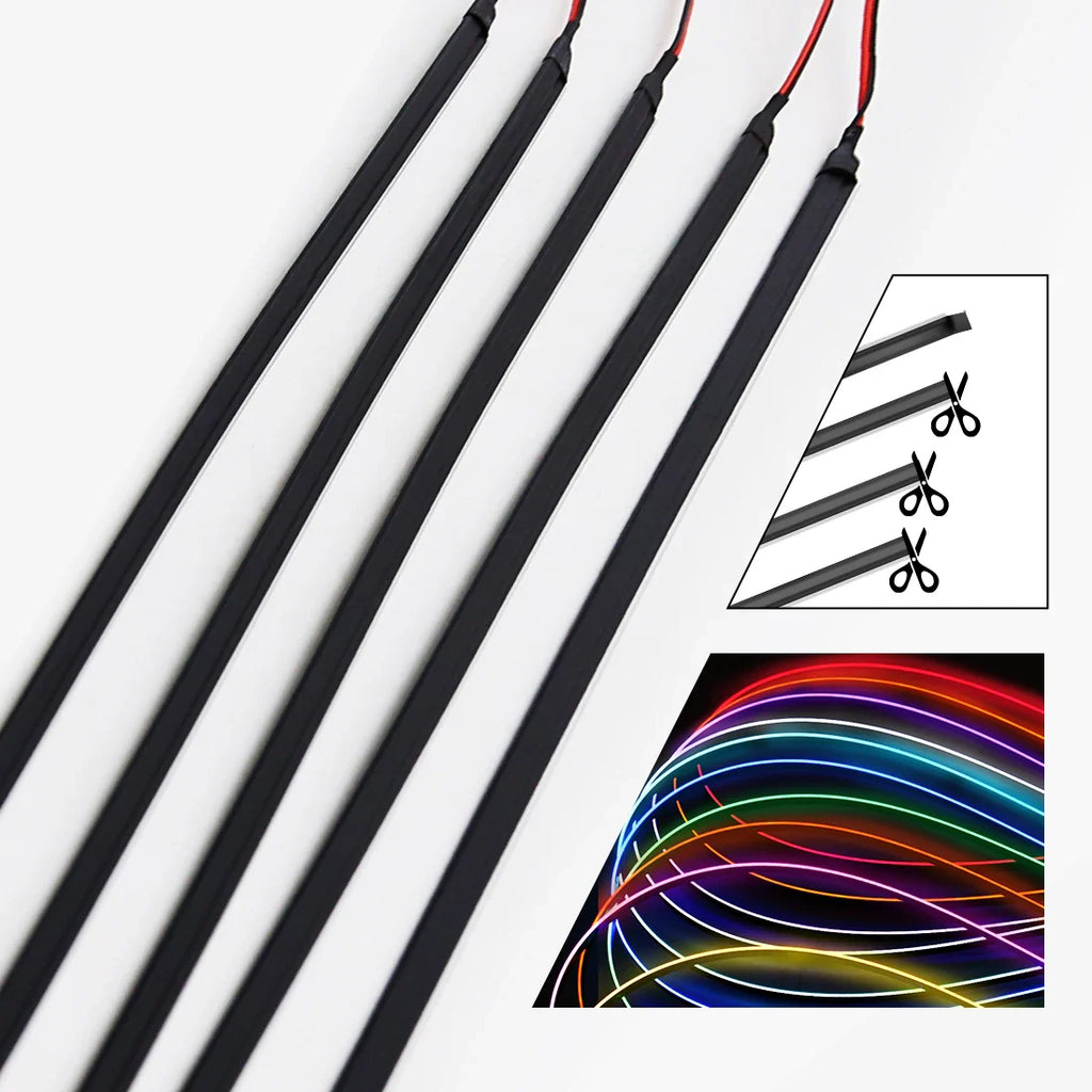 Car Interior Ambient LED Strip 110cm (43.3in), Universal DIY Flexible Cuttable Acrylic Lighting