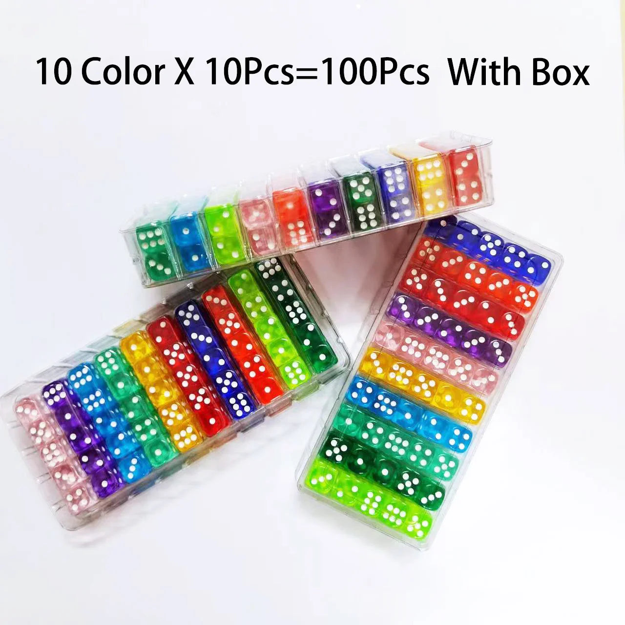 100-Pack 6-Sided Dice 14mm D6 Acrylic Rounded-Edge Transparent Dice for Board Games & DnD