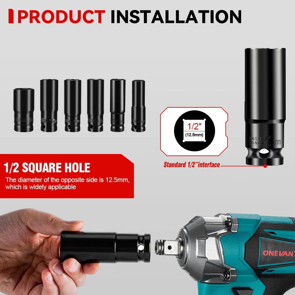 1200 N·m Brushless 1/2-Inch (12.7 mm) Cordless Impact Wrench – 18V Compatible, 3-Mode Portable Torque Tool