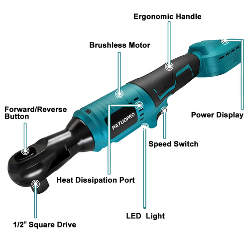 1/2 in (12.7 mm) Brushless Cordless Electric Ratchet Wrench - 18V Lithium Battery Compatible (Tool Only)