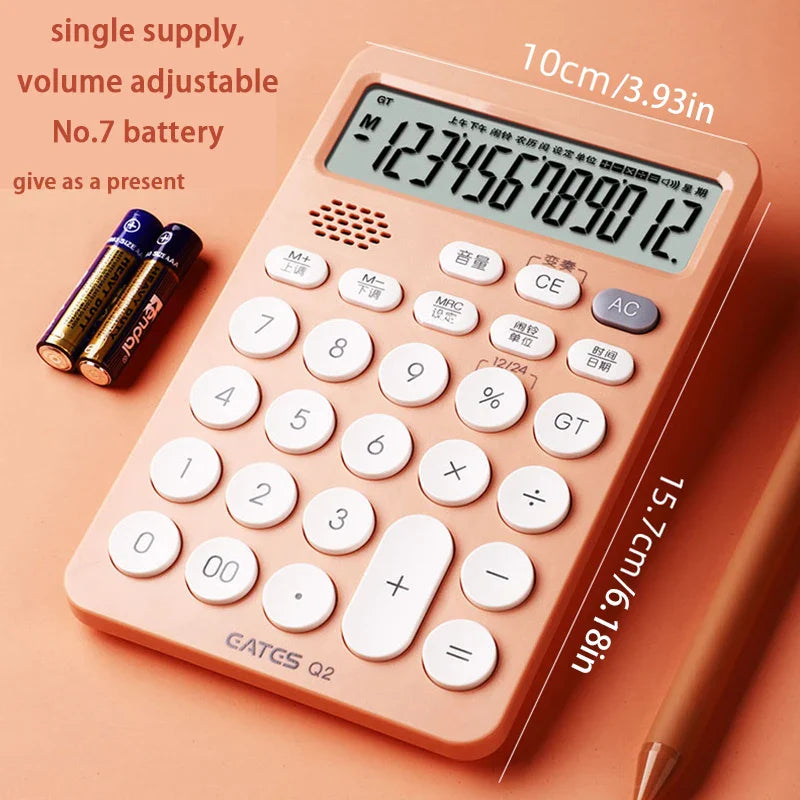 12-Digit Solar Calculator Large Key Portable Financial & Business Calculator for Students