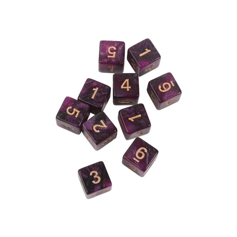 10-Pack 15mm (0.59 in) Multicolor Acrylic 6-Sided Cube Dice Set for Tabletop Games & Parties