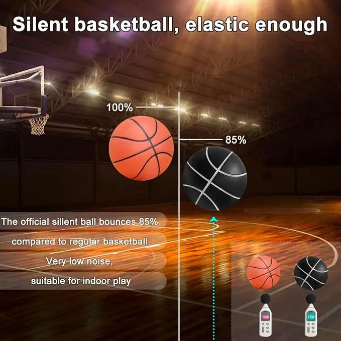 Silent Foam Basketball for Indoor Play — Airless, Sizes 5/6/7